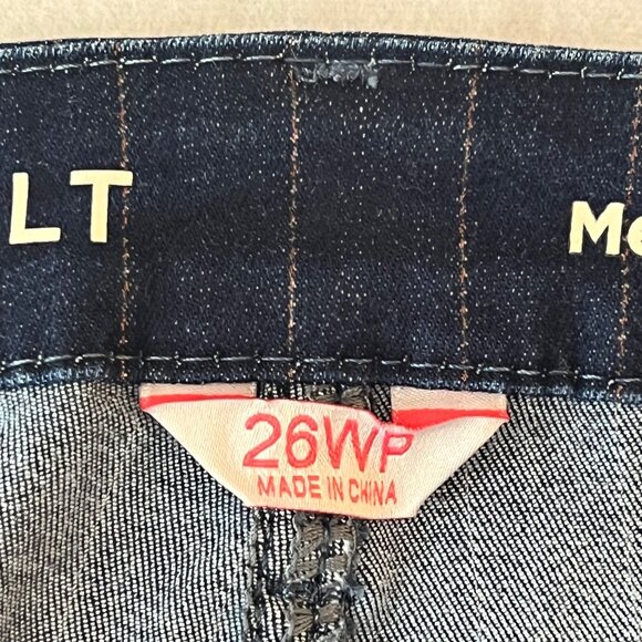 Laurie Felt Women Metallic Pinstripe Ankle Skinny Navy Jeans 26WP Mid-Rise NWT - Picture 7 of 12